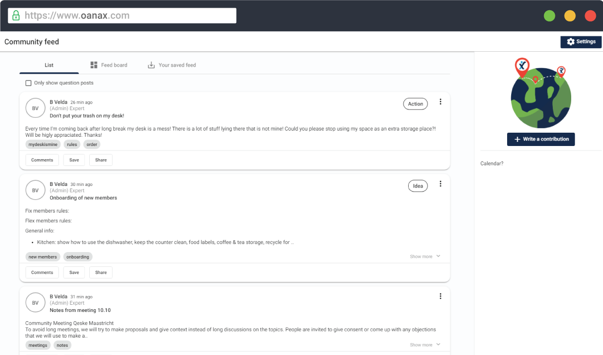 Oanax deelt informatie via feedlijst Oanax - onze lijst met feedposts